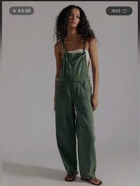 Free People We The Free Rowen Slim Arc Overalls-Olivine